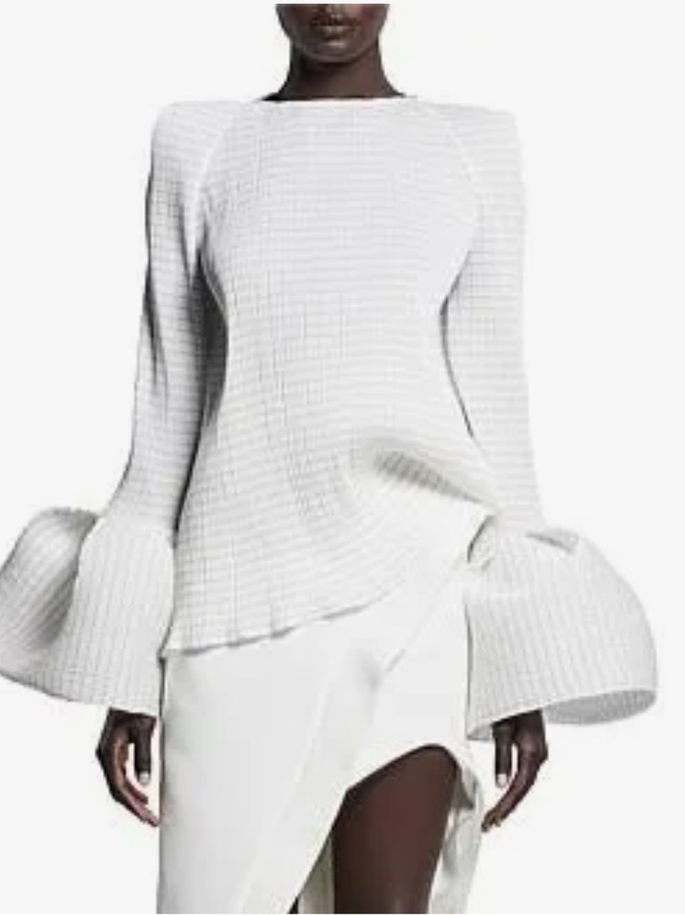 2021 Maticsevski BLACK AND WHITE STRIPED CURVE BLOUSE WITH BELL SLEEVES